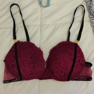 BeBe burgundy lace & velvet bra